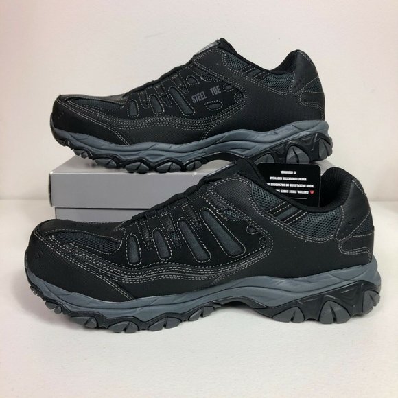 Skechers Cankton Ebbitt Steel Toe Leather Memory Foam Sneakers Black 77161 9.5 - Picture 2 of 12